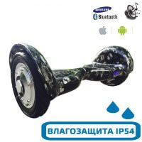 Гироскутер с Влагозащитой Smart Balance 10" c Приложением и Самобалансировкой (Черный с черепами)