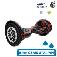 Гироскутер с Влагозащитой Smart Balance 10" c Приложением и Самобалансировкой (Черный с красной молнией)
